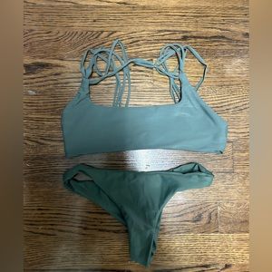 Mikoh Green Bikini Top + Thong Bottom - Top Medium + Bottoms Small